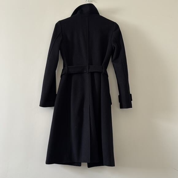 Burberry London Cashmere Virgin Wool Belt Long Winter Pea Coat Black Size 2 - Picture 7 of 11